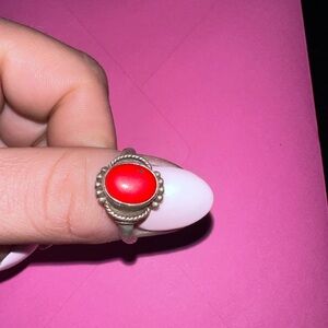 Elegant Red Stone Silver Ring